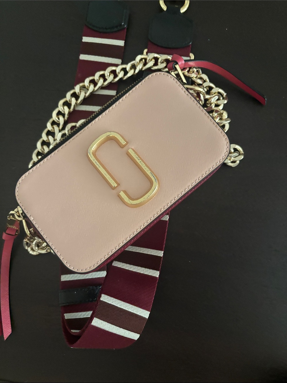 Marc Jacobs Blush and Cream Camera Crossbody with Gold Chain